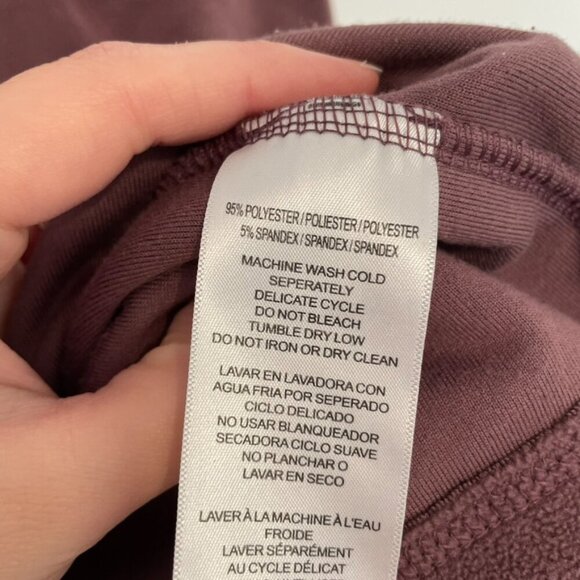 CALVIN KLEIN PERFORMANCE Half Zip Logo Top Purple Fleece 1/2 Zip Crop Sweatshirt - Picture 12 of 15